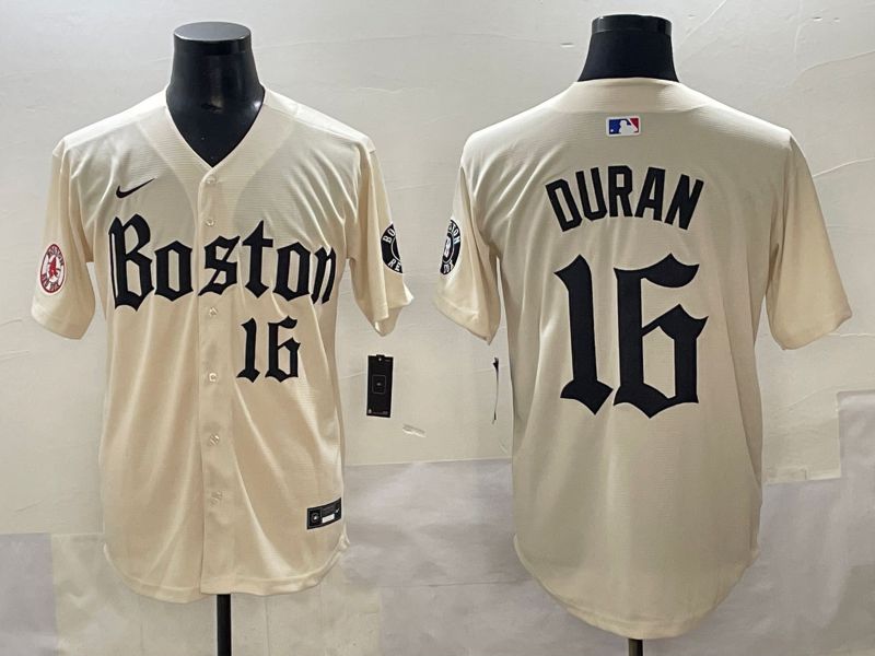 Men 2025 Boston Red Sox 16 Duran Cream Five generations Joint Name Nike MLB Jersey style 11